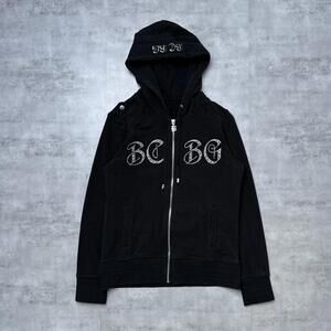 Y2K BCBG 00s zip up velvet black hoodie jacket